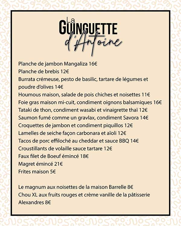 Carte Guinguette d'Antoine